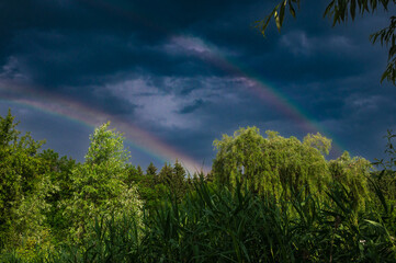 double rainbow over the field