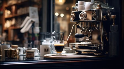 espresso machine pouring coffee, ai generative