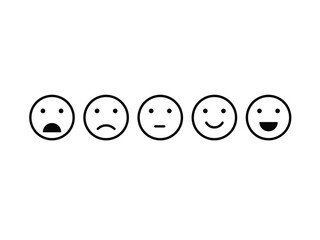 emoji icons set satisfaction level simple feedback in the form of emotions in flat style customer feedback. range in evaluation emotions excellent good normal bad terrible symbol vector illustration