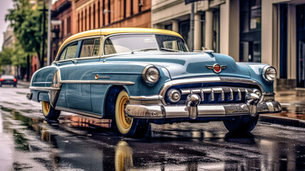 Old Cuba Classic American Cars on the Street of Havanna Abstract Illustration Wallpaper Background Generative AI  KI Digital Art