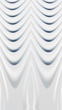 Vertical view of simple empty white podium stage background. Futuristic technology design. Abstract parametric interior. Blank opened 3D illustration mock-up. White building pale geometric pattern