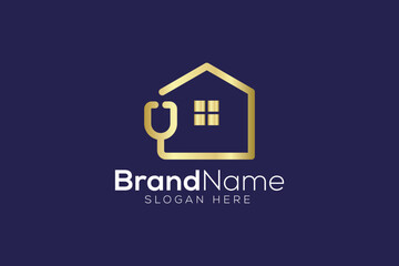 Luxurious Home doctor Gold Logo design vector template