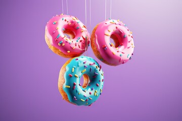 donuts isolated on pink background