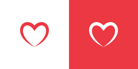 Red heart icon Logo design vector template