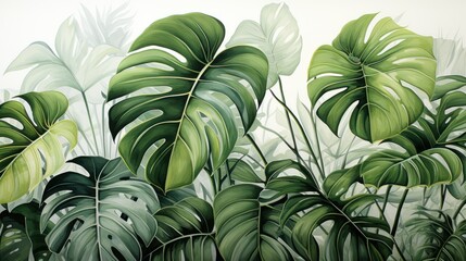 tropical forest plants ,nature green background, tropical leaf.ai generative	