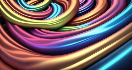 Abstract background with multicolored waves and liquid metal texture. Ai generative.