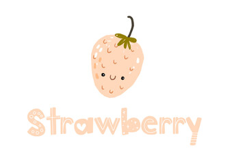 Collection of fruits in flat hand drawn illustrations. Tropical fruits. Ingredients color clipart. Isolated fruit icons on a white background. 