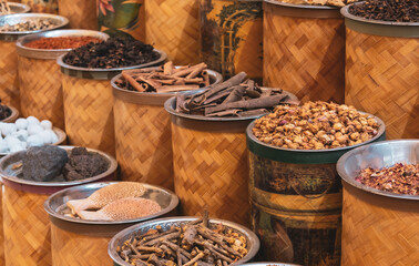 spices and herbs in the market, Al Seef area in Dubai city