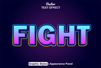 fight text effect with blue graphic style and editable.