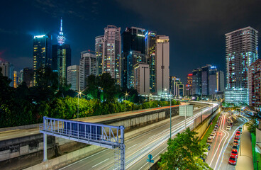 city skyline at night