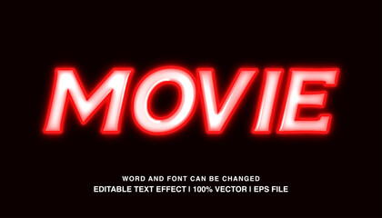 Movie ​editable text effect template, red neon light futuristic style vector premium typeface