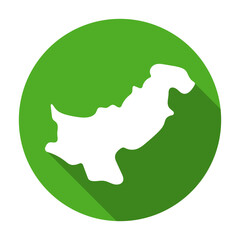 Round shaded Pakistan map icon. Vector.
