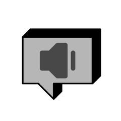 3d square bubble speech chat box icon wifh speaker 