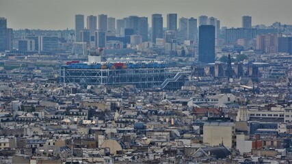 Panorama Paryża z centrum Pompidou - obrazy, fototapety, plakaty