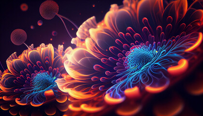 most beautiful neon flowers backgrounds and wallpaper Generative Ai technology