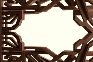 Screen frame of wooden elements, created by generative ai