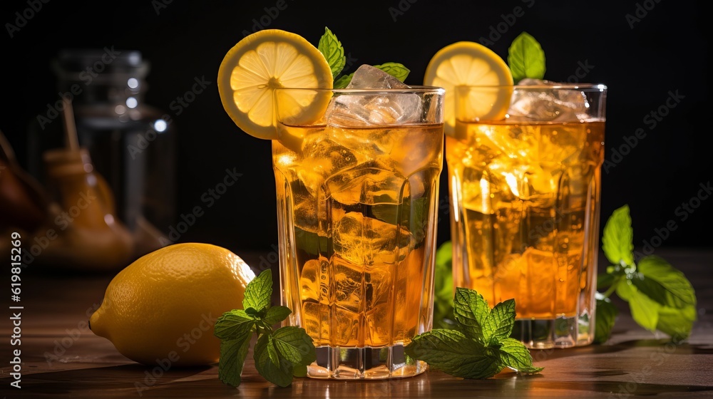 Wall mural still life with lemon and ice