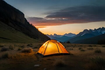 Serenade of Solitude: Experience the Enchanting Romance of a Mountain Sunset Camping Retreat!