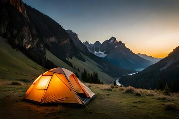 Serenade of Solitude: Experience the Enchanting Romance of a Mountain Sunset Camping Retreat!