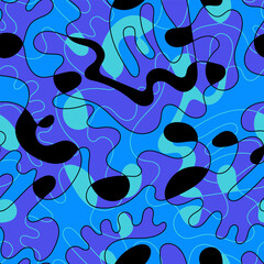 Unique abstract seamless pattern with wave shapes 