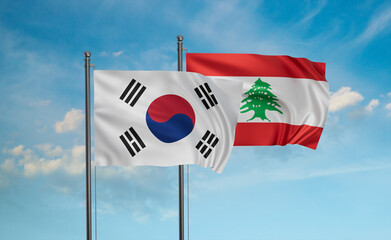 Lebanon and South Korea flag