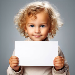 A Child holding a message board
