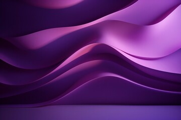 ペーパークラフト風背景。紫の曲線的な壁がある抽象的な空間。AI生成画像