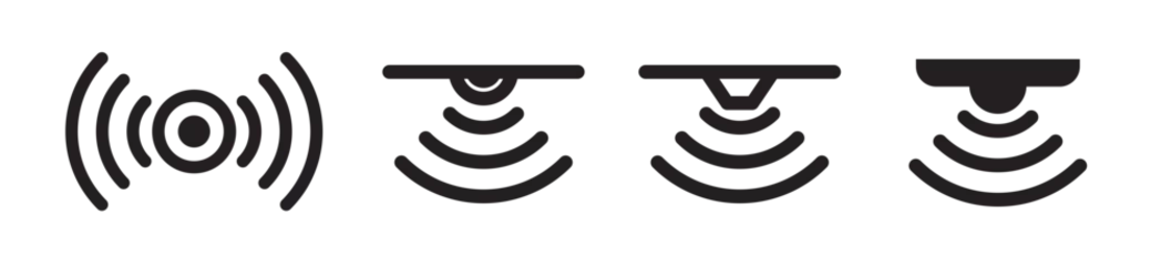 Fotobehang Sensor line icon set. Light motion sensor symbol. Water or fire sensor symbol. © Gopal
