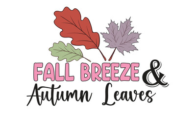 Obraz premium Fall Breeze And Autumn Leaves Retro T-Shirt Design