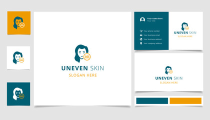 Uneven skin logo design with editable slogan. Branding book and business card template.