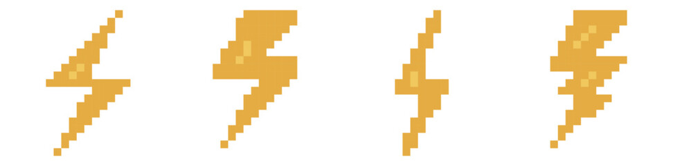 Fototapeta premium Lightning Set icons. Flash pixel different icons. Vector illustration