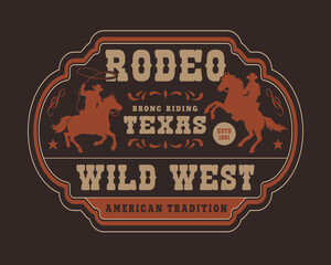 Texas rodeo colorful vintage sticker - obrazy, fototapety, plakaty