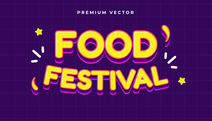 Premium Vector, 3D Yellow Food festival typography background