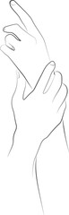 two hands reaching out one line  illustration