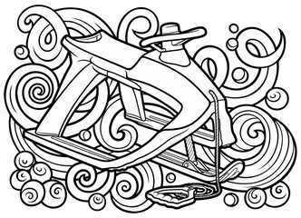 Cartoon cute doodle hand drawn sled illustration.