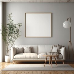 Blank white photo art frame mock up design showcase in modern bathroom Generative AI 