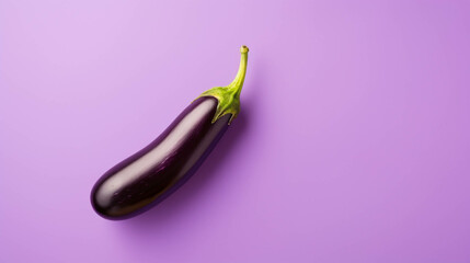 Eggplant on colorful background. empty copy space on the side for text. Bright Vibrant colors. Generative AI.