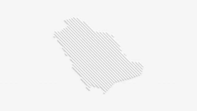 Saudi Arabia map consisting of white stripes on a white background.