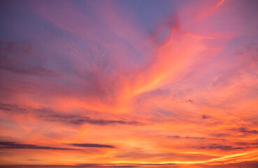 beautiful , luxury soft gradient orange gold clouds and sunlight on the blue sky perfect for the background, take in everning,Twilight