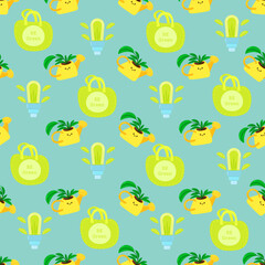 No plastic, go green, Zero waste concepts. Reduce, reuse, refuse, Recycle, Rot - ecological lifestyle and sustainable development. Flat hand drawn style illustrations seamless pattern vector drawing.