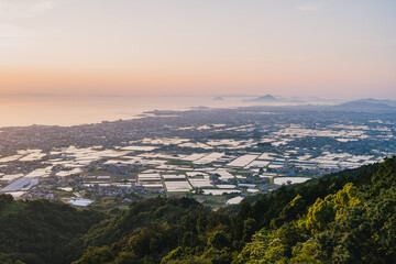 Obraz premium 谷上山第2展望台からの夕景 愛媛県伊予市