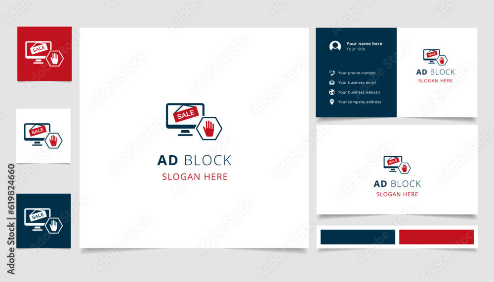 Poster ad block logo design with editable slogan. branding book and business card template.