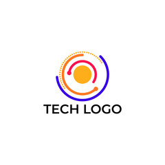 Obraz premium ABSTRACT ILLUSTRATION CIRCLE LINE FLAT COLOR, TECH LOGO ICON MODERN SIMPLE TEMPLATE DESIGN VECTOR