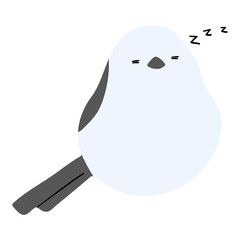 Long tailed tit Single 14 cute on a white background, vector illustration