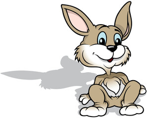 Cute Brown Bunny Sitting on the Ground