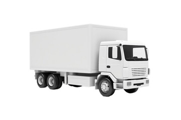 White box truck isolated on transparent background. AI