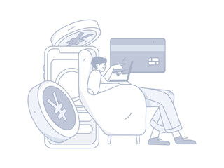 Internet finance and wealth management investment vector concept operation interactive illustration
