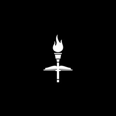 Obraz premium Torch Logo, Fire Design icon isolated on black background