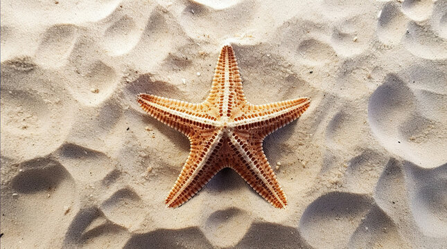 Sea star laying in sand, close-up image of a starfish, generative ai