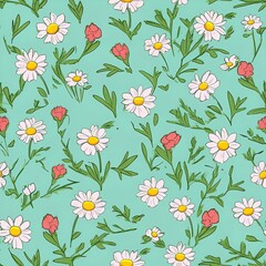 Repeating floral vector pattern. Can be used for printed materials - leaflets, posters, business cards or for web. Generative AI